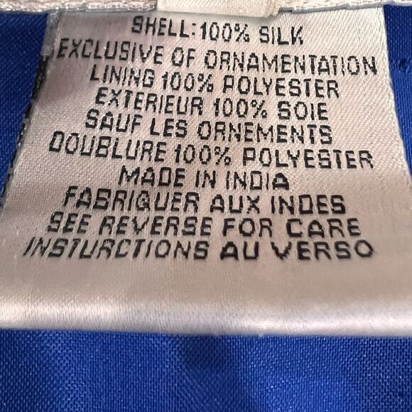 Adrianna Papell Evening Blue & Gold Beaded Silk Jacket | Size Small S - Picture 5 of 7